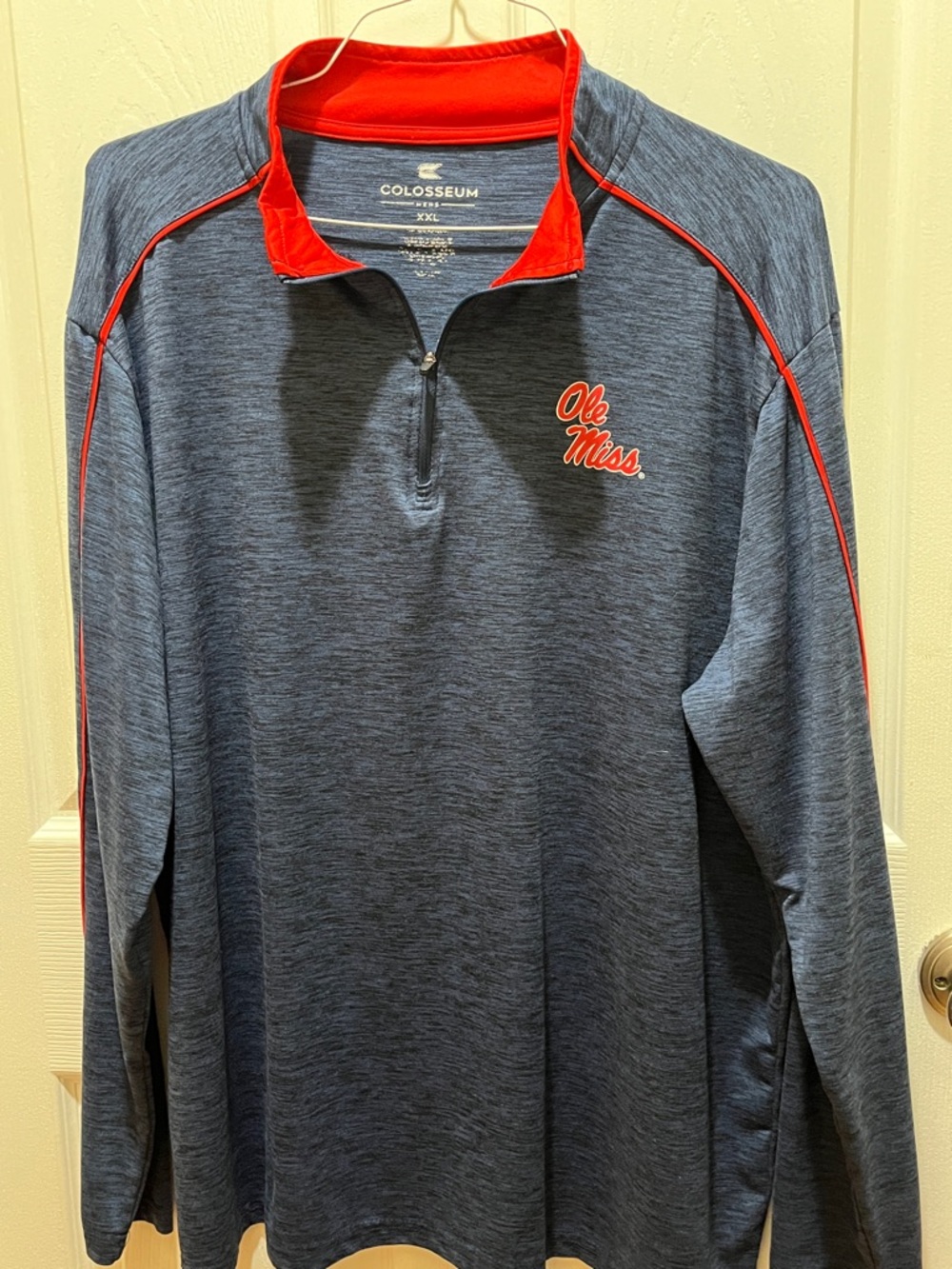 Colosseum Navy & Red Ole Miss Rebels Quarter Zip Pullover XXL